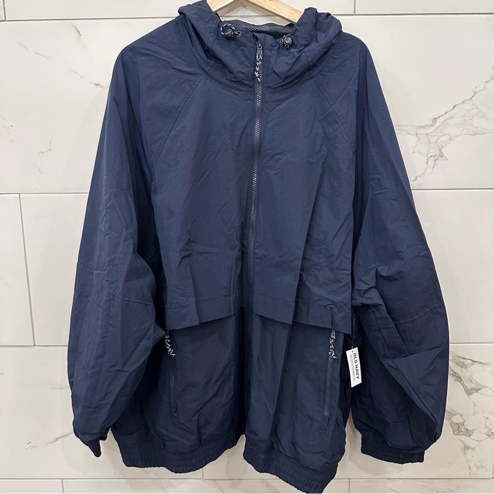 Old Navy Hooded Rain Jacket- Navy Blue